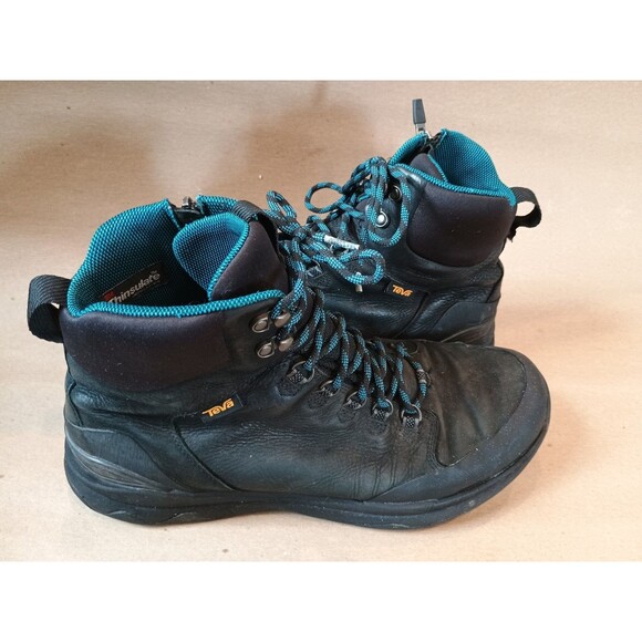 TEVA UTILITY WATERPROOF TALL BLACK TEAL HIKING BOOTS SZ 13 MEN 1018227 - Picture 2 of 8